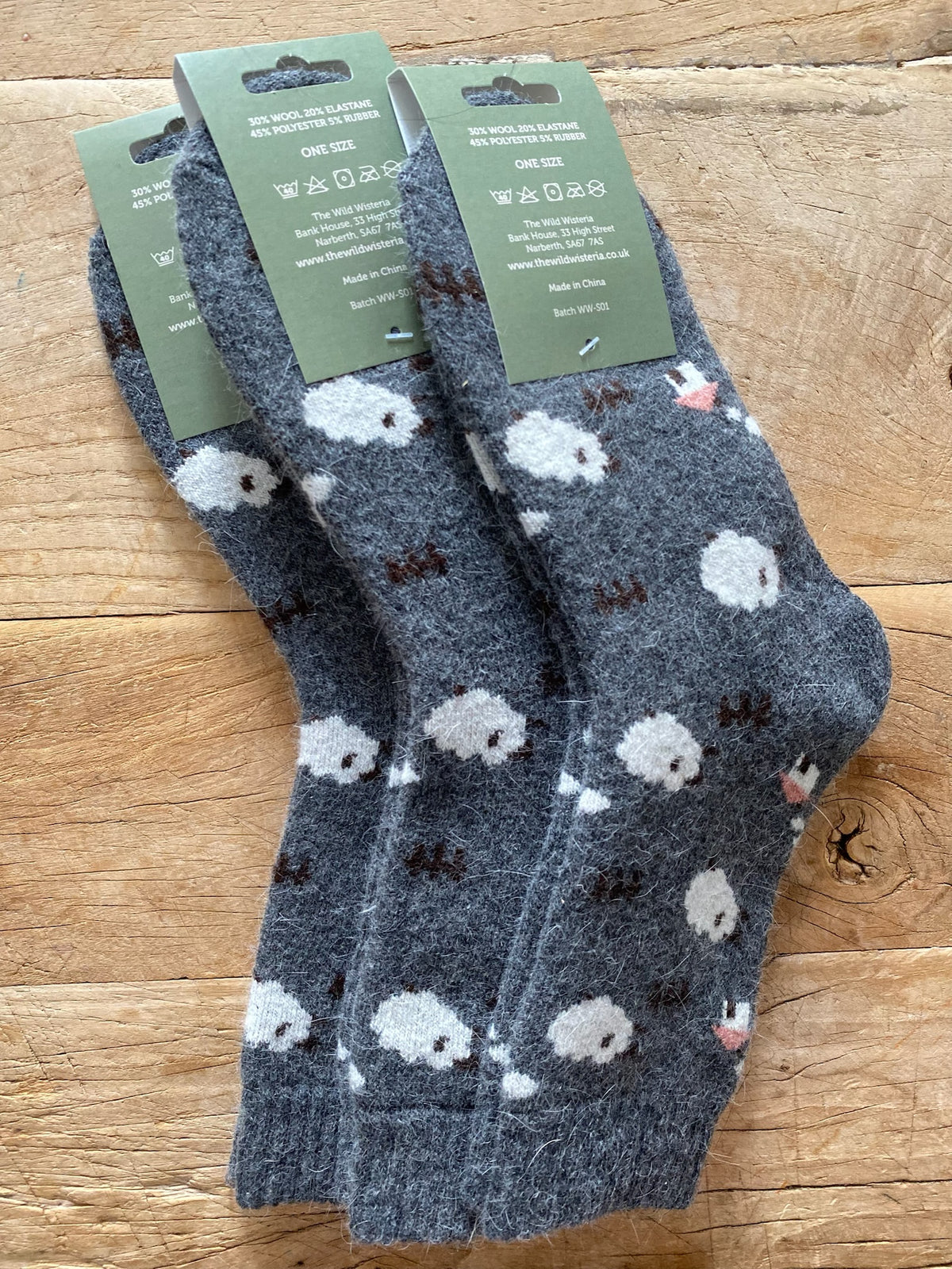 Dark Grey Sheep Wool Socks