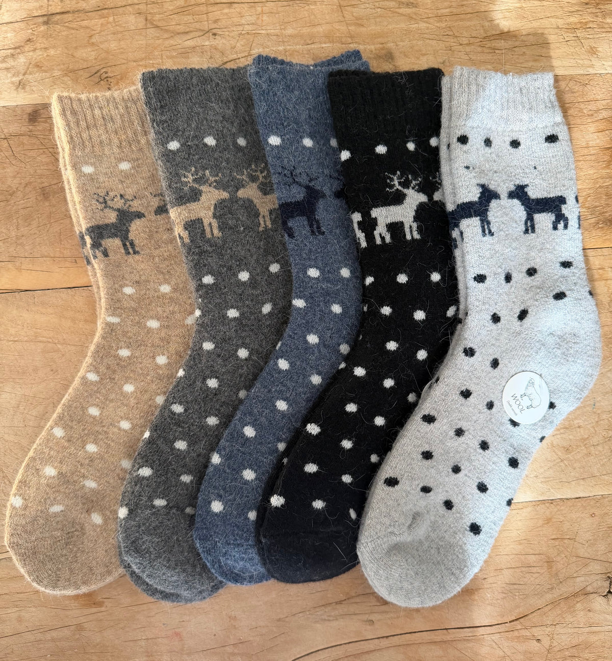 Black Reindeer Wool Socks