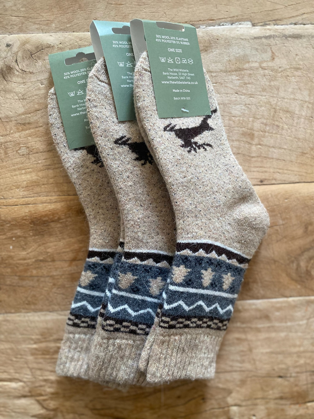 Beige Christmas Wool Socks