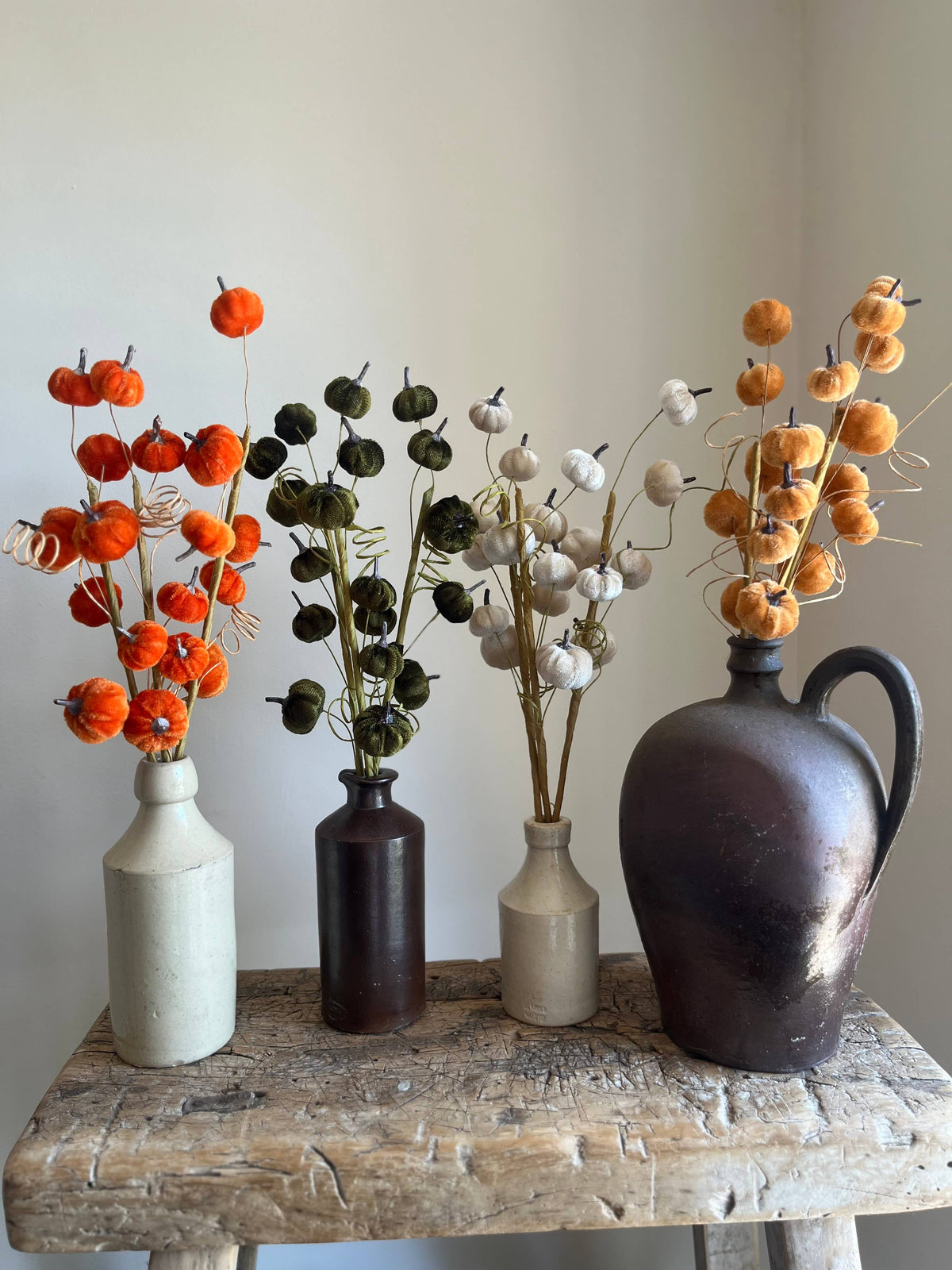 Velvet Pumpkin Spray Ivory Pack of 6