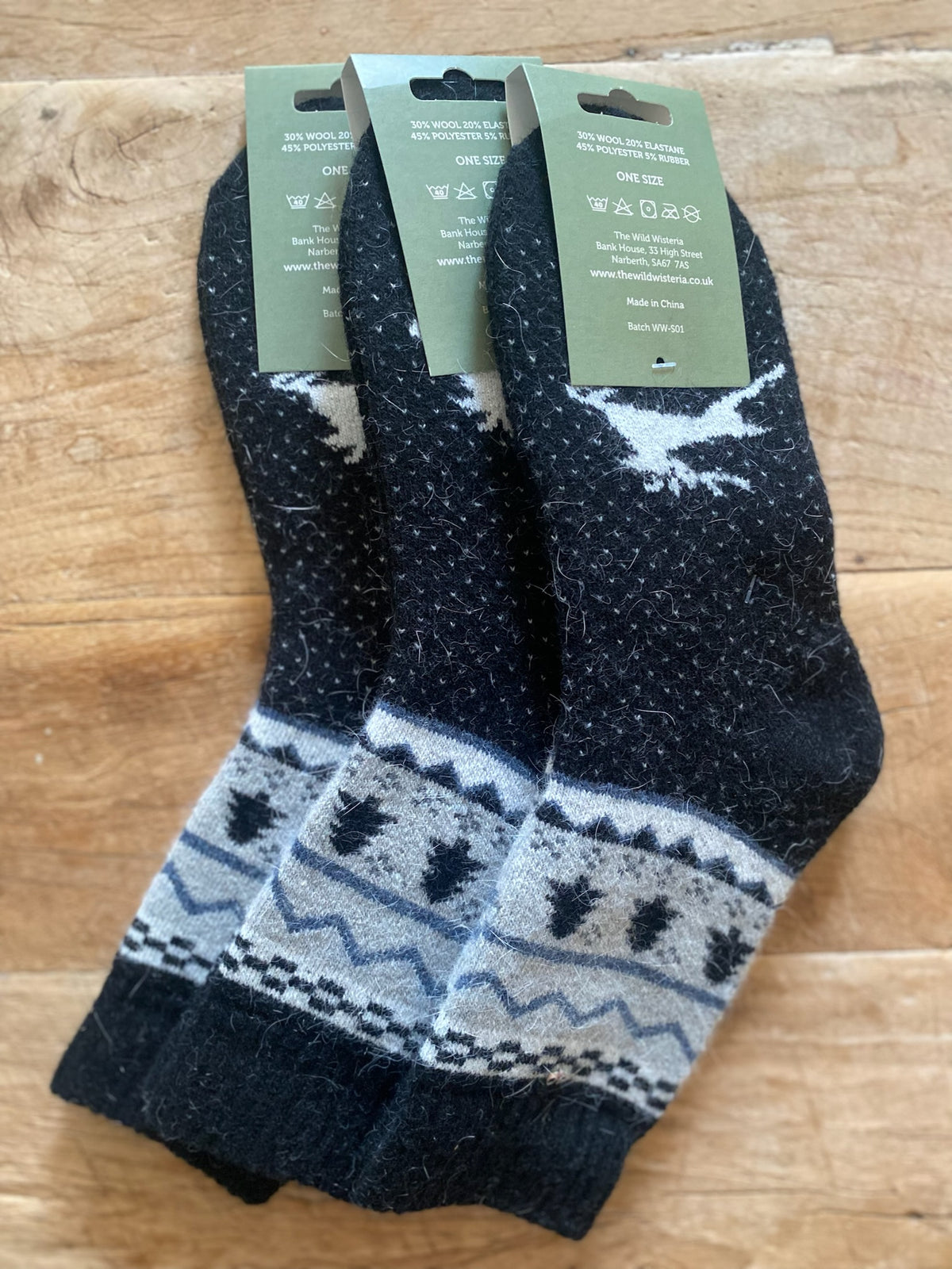 Black Christmas Wool Socks