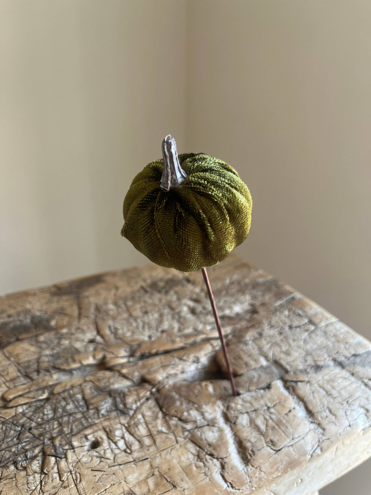 Velvet Pumpkin Pick Moss Green - Pack of 6