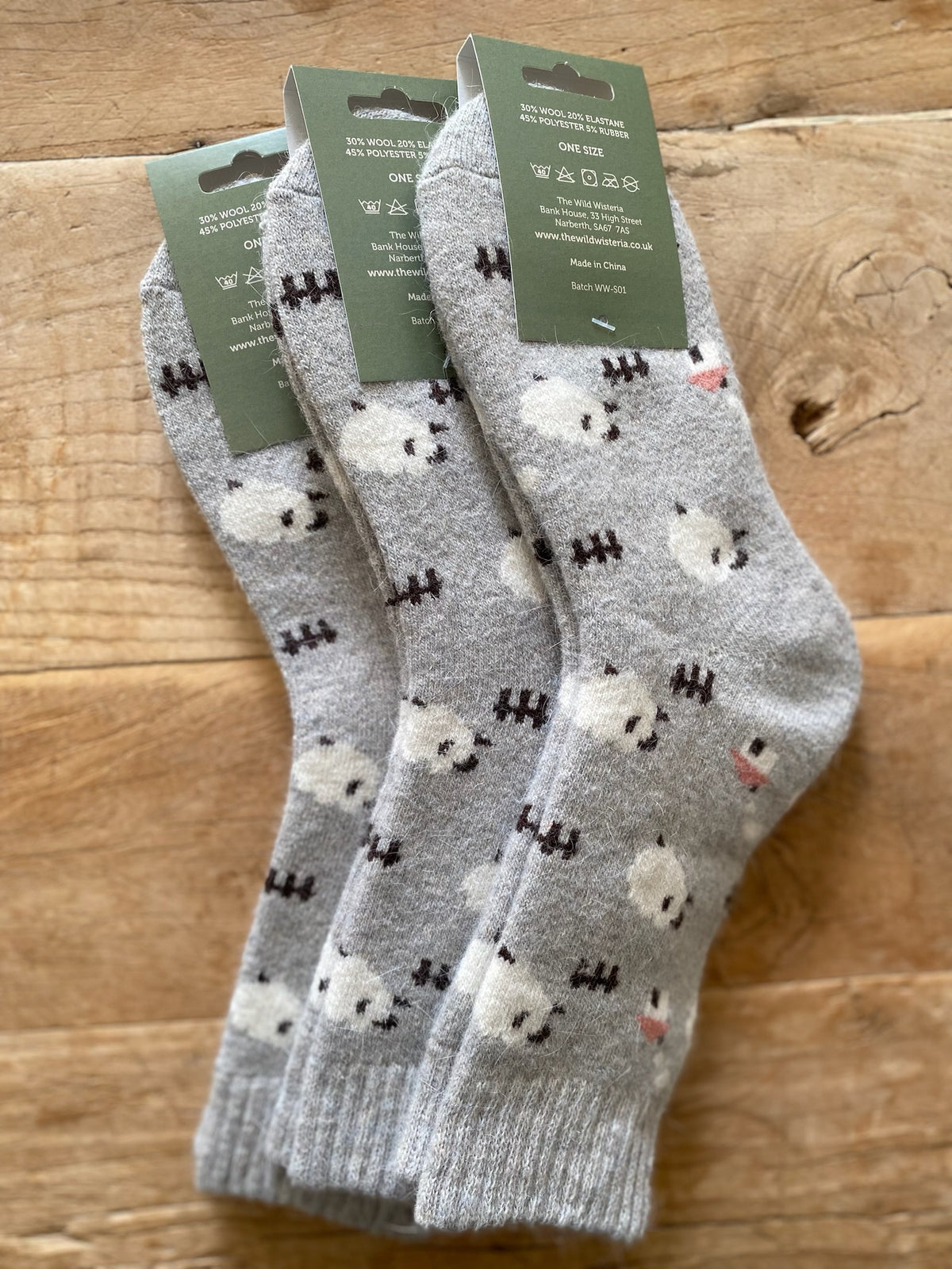Light Grey Sheep Wool Socks