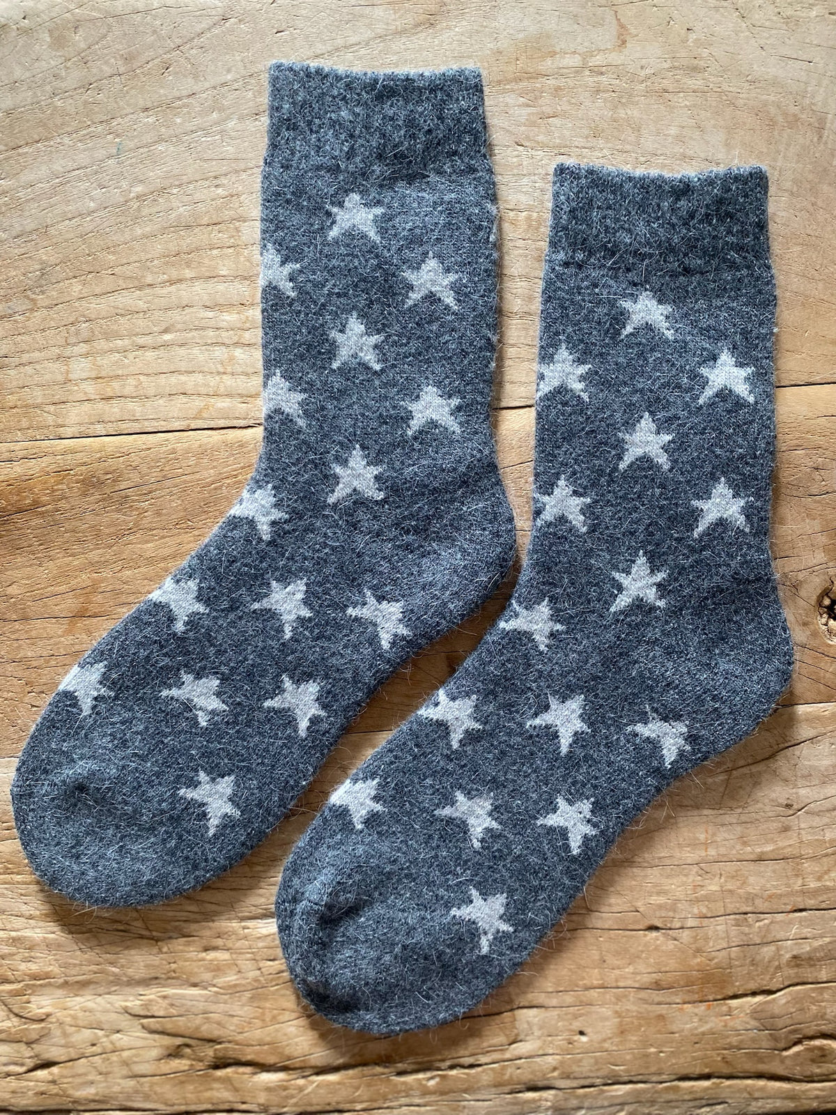 Dark Grey Star Wool Socks