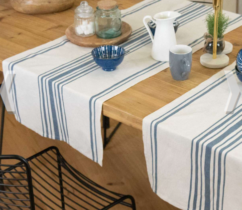 Cotton Linen Blend Table runner - Blue