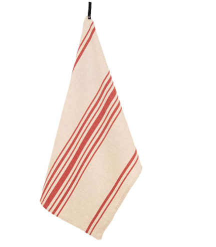 Cotton Linen Blend Tea Towel - Red