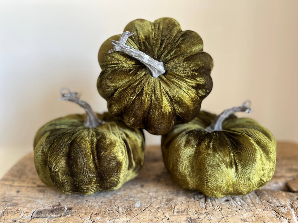Large Velvet Pumpkin Moss Green