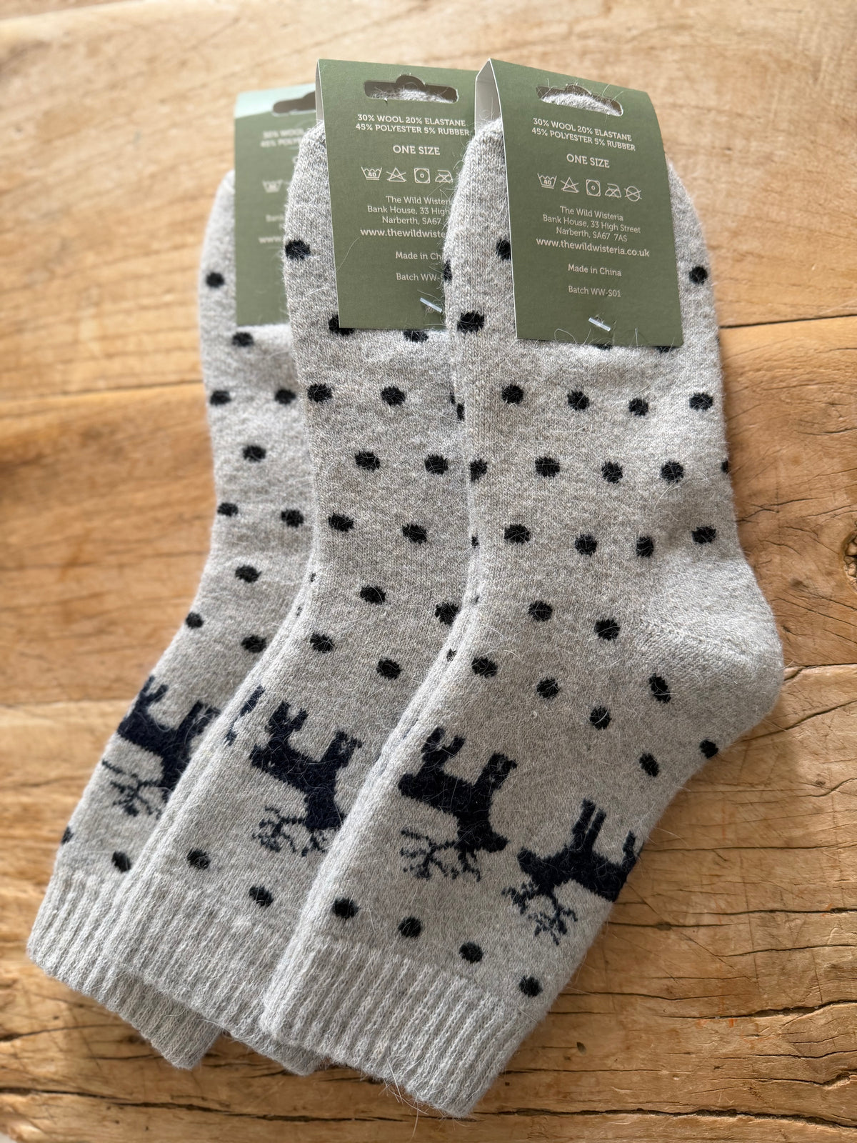 Light Grey Reindeer Wool Socks