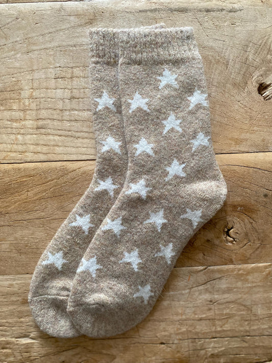 Beige Star Wool Socks