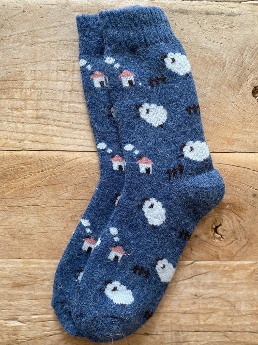 Blue Sheep Wool Socks