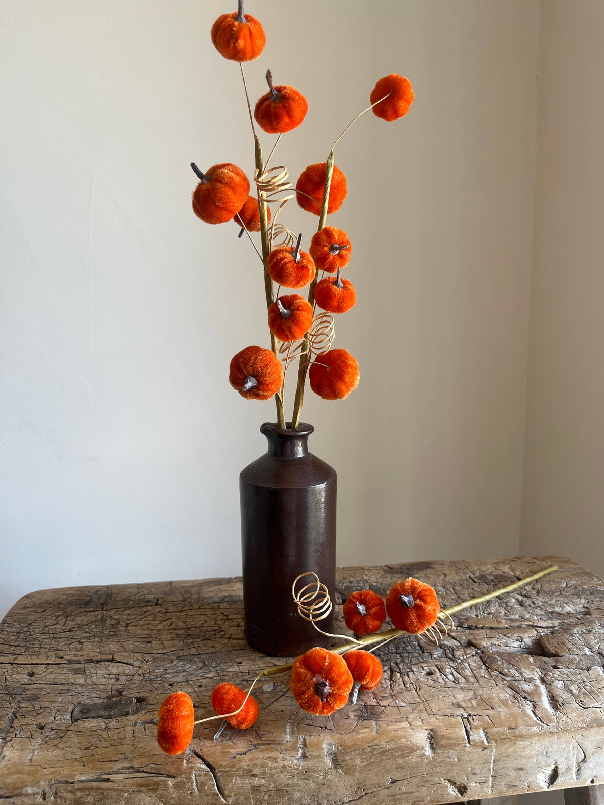 Velvet Pumpkin Spray Burnt Orange Pack of 6