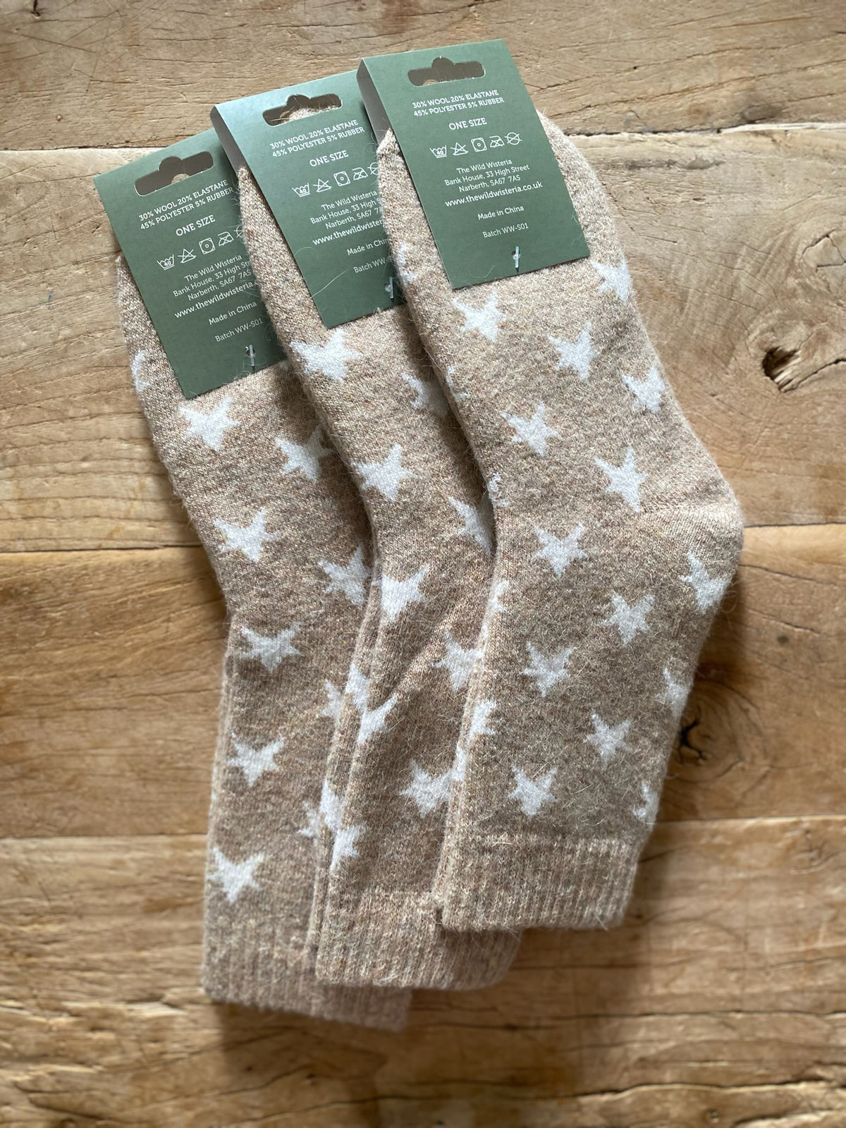 Beige Star Wool Socks
