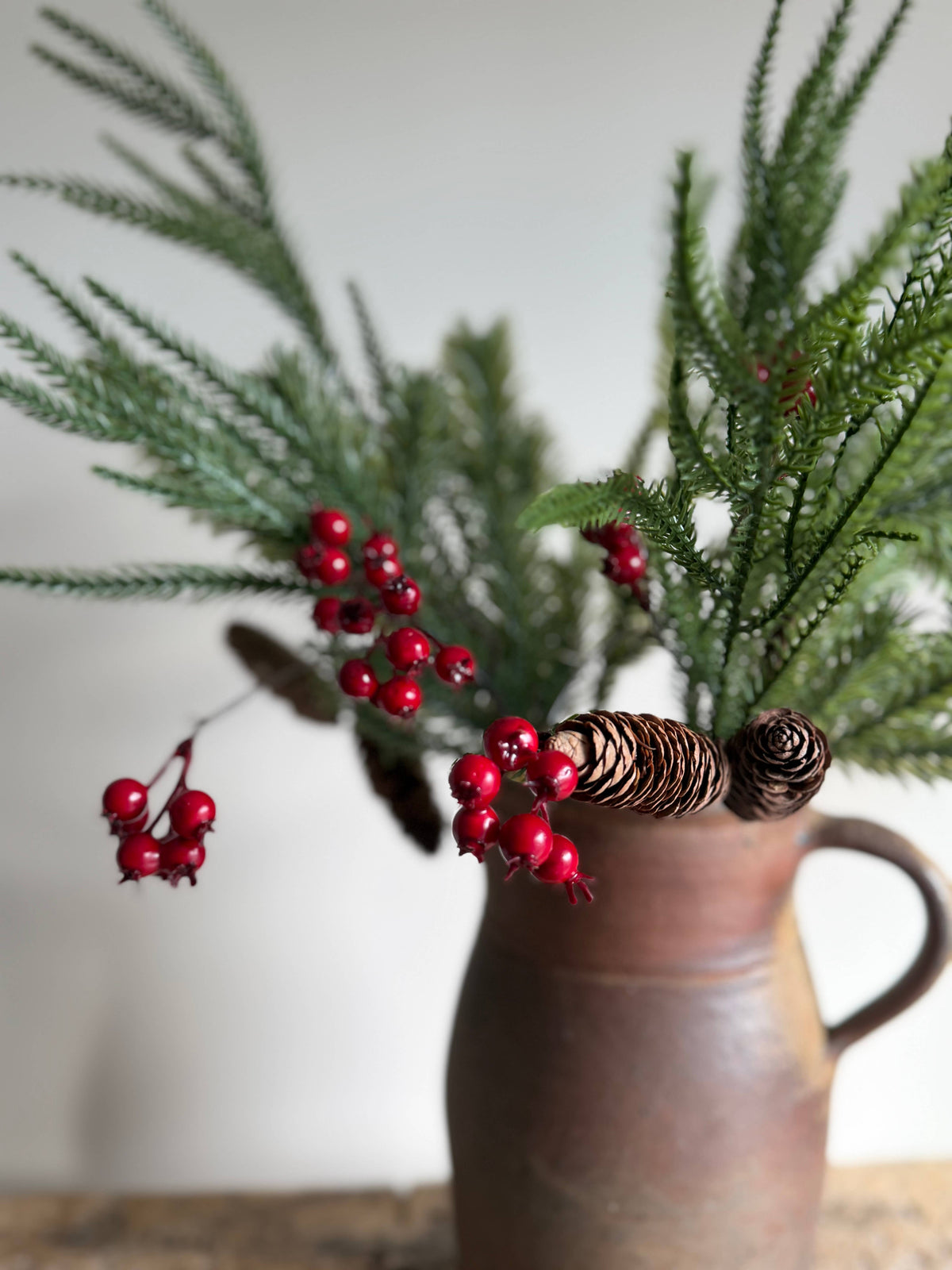 Red Berry Pine Cone Spruce Spray