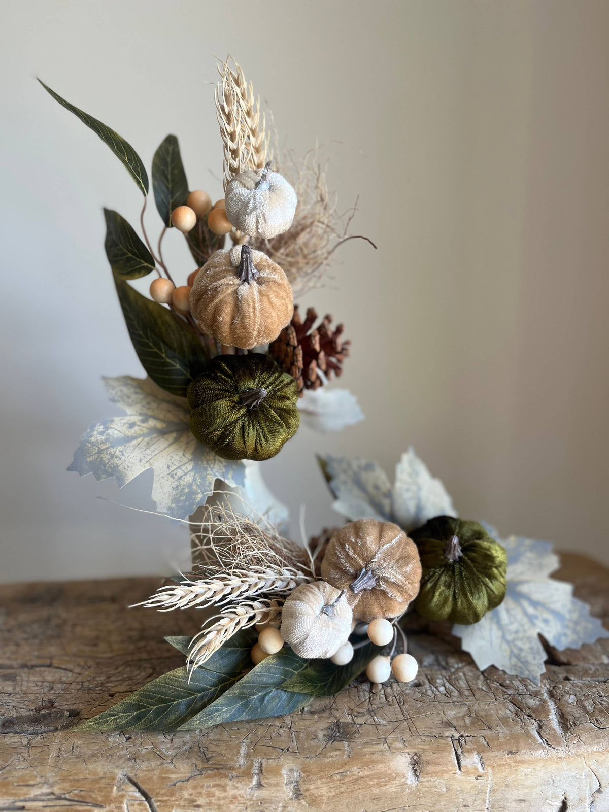 Autumn Forest Pumpkin Taupe - Moss Green Swag Pack of 3