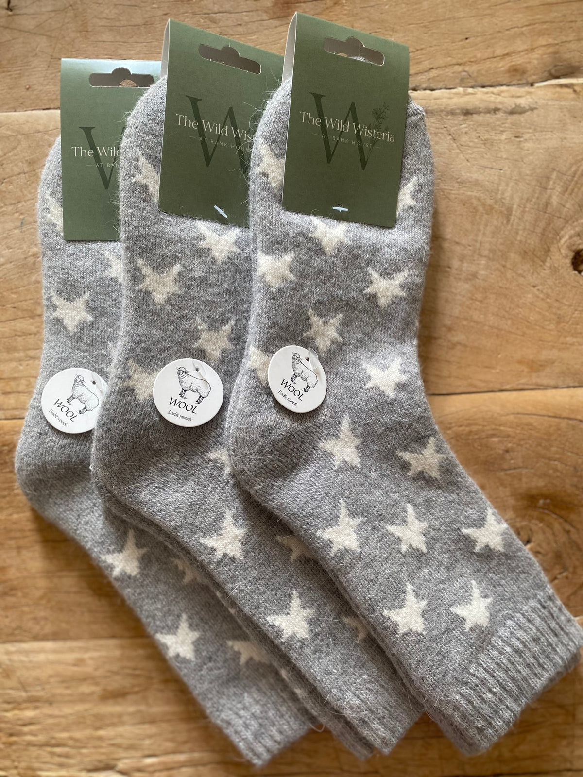 Grey Star Wool Socks
