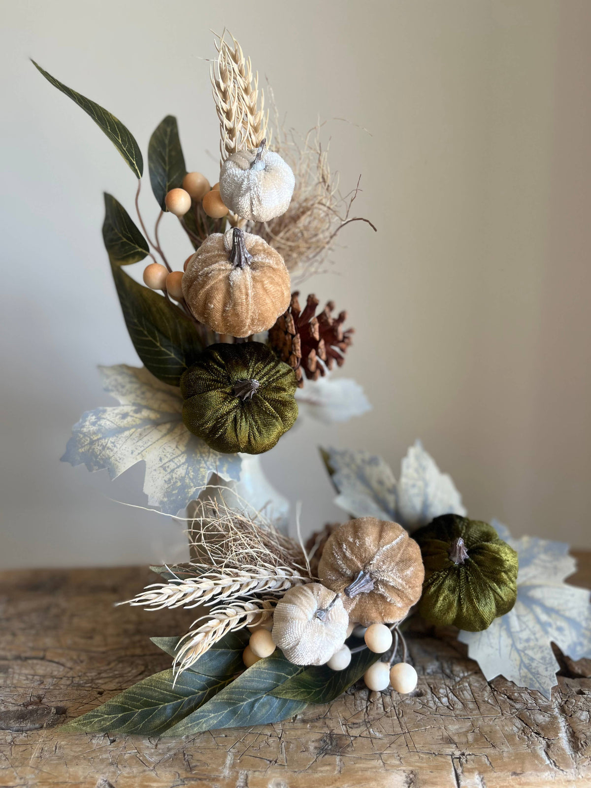 Autumn Forest Pumpkin Taupe - Moss Green Swag Pack of 3