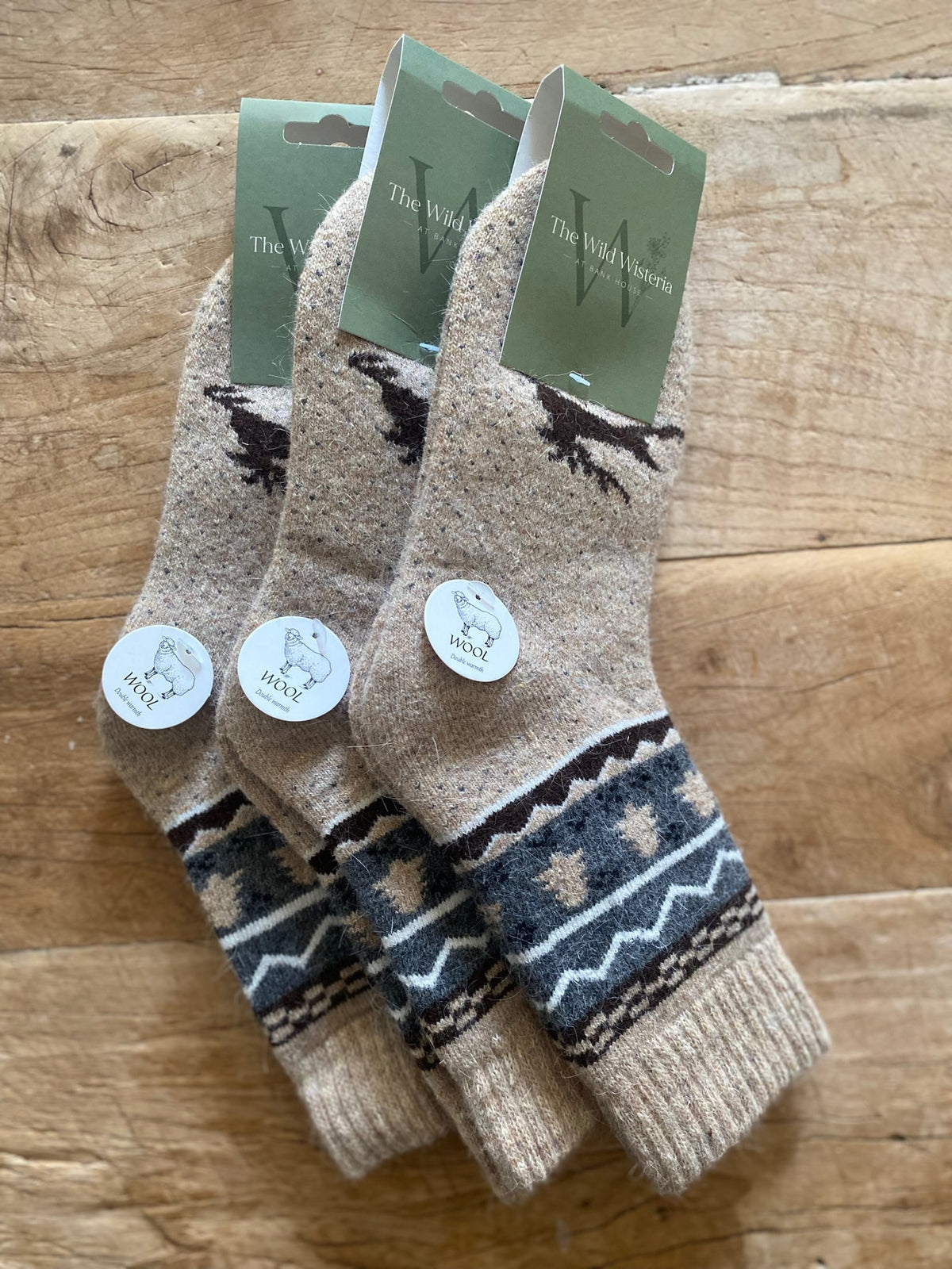 Beige Christmas Wool Socks