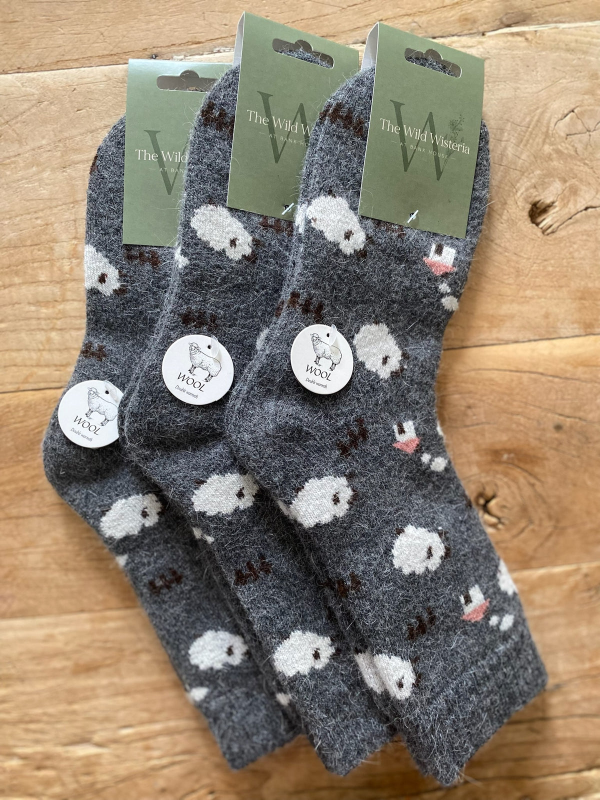 Dark Grey Sheep Wool Socks