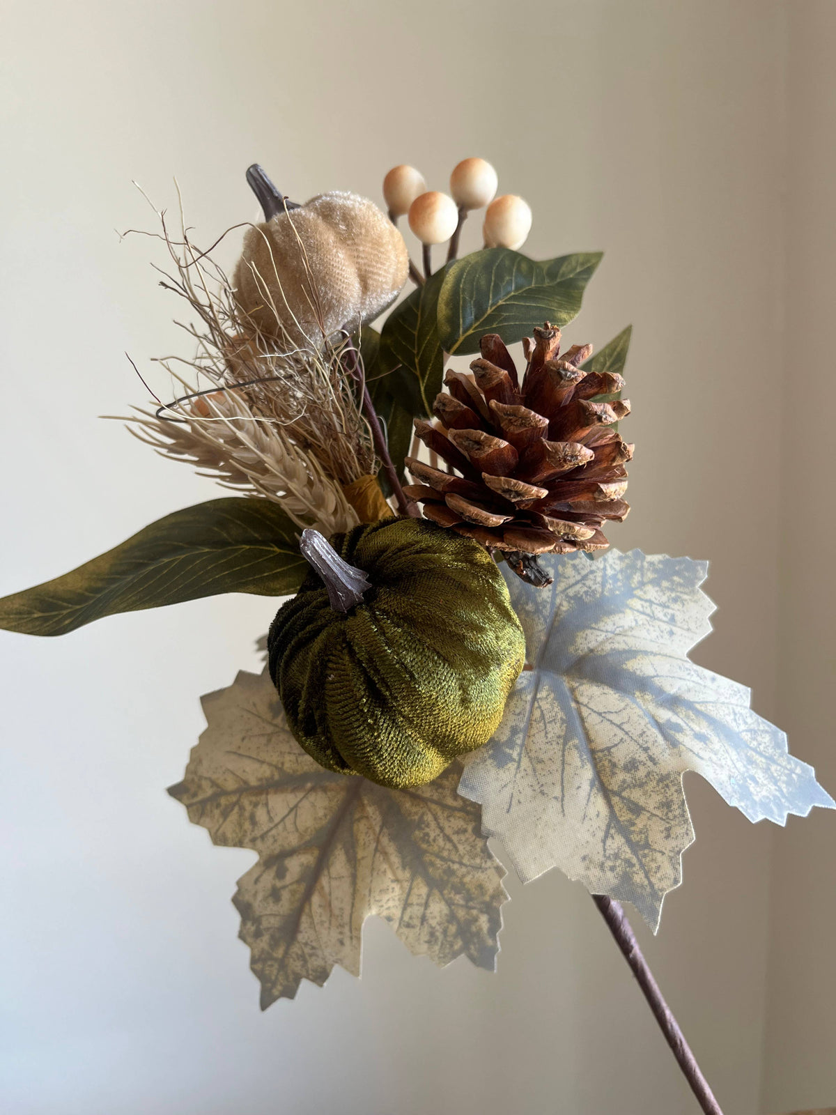 Autumn Forest Pumpkin Taupe - Moss Green Medium Stem