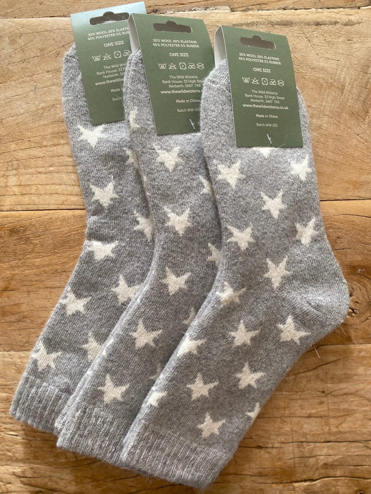 Grey Star Wool Socks