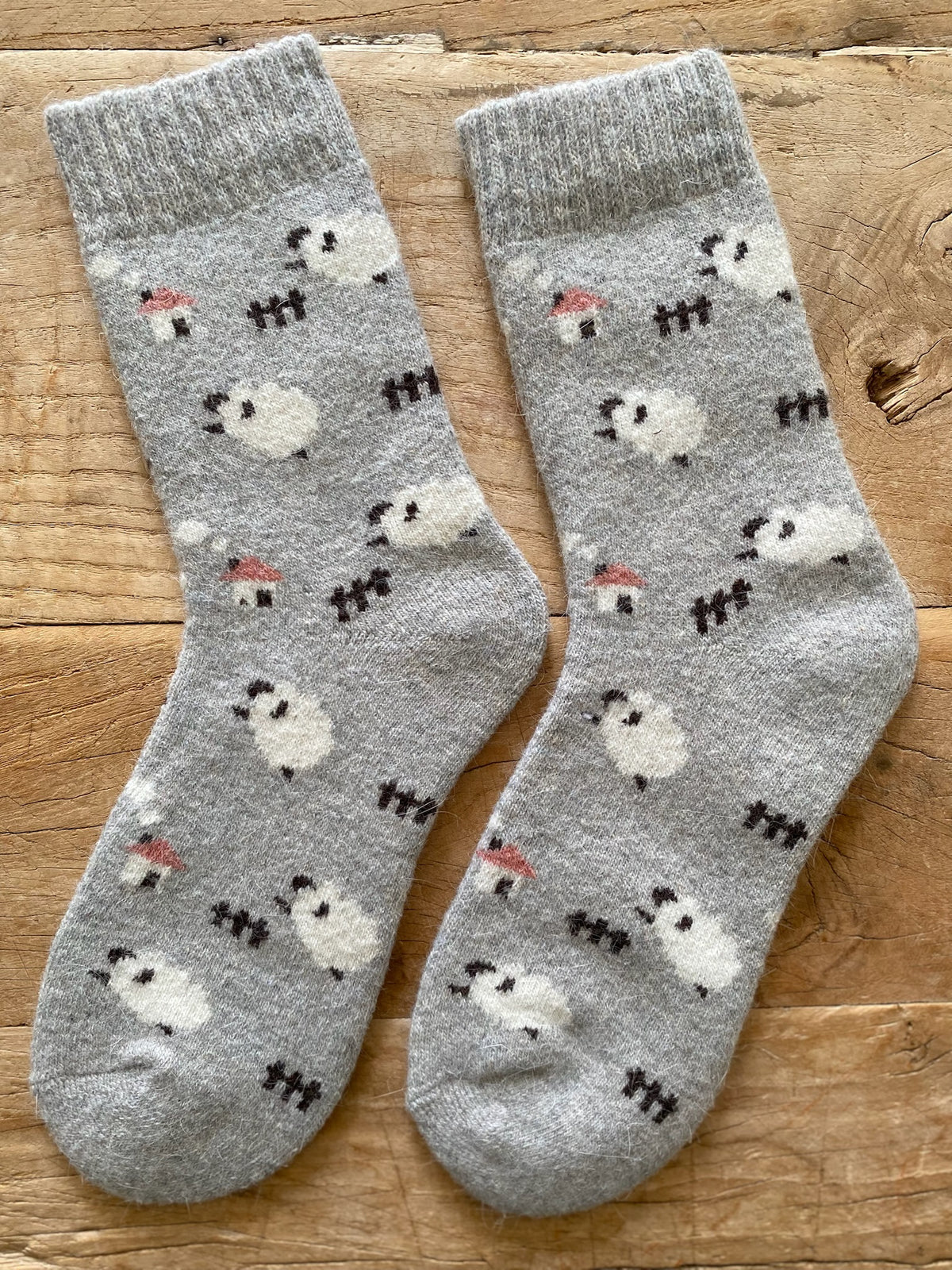 Light Grey Sheep Wool Socks