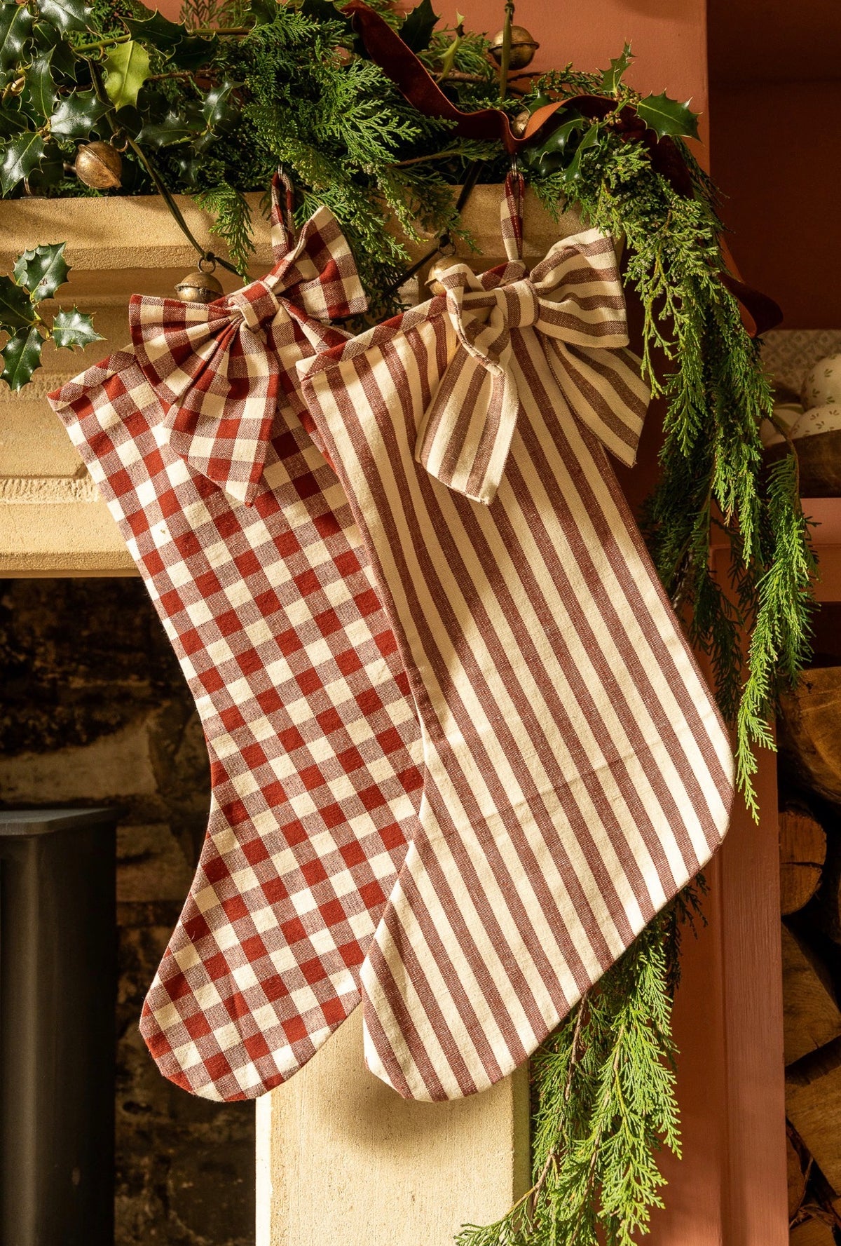 The Bow Stocking - Gingham in Winter Berry