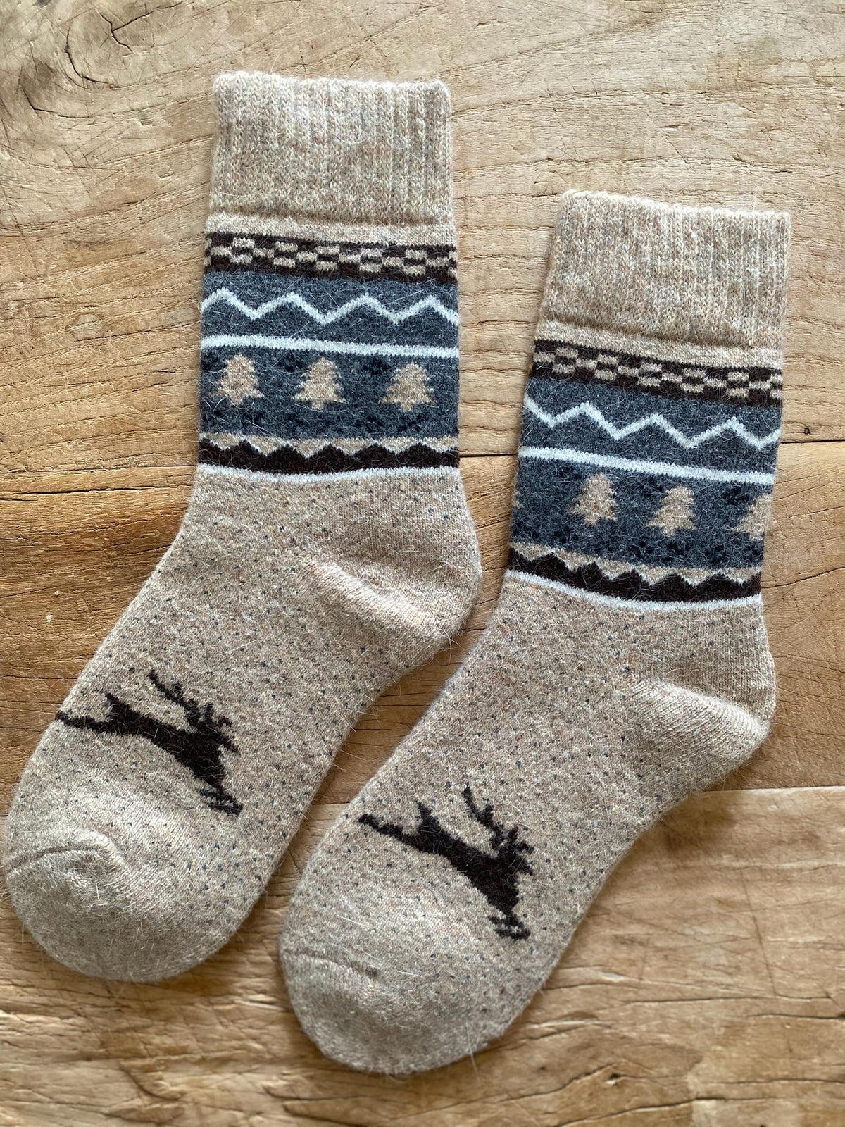 Beige Christmas Wool Socks