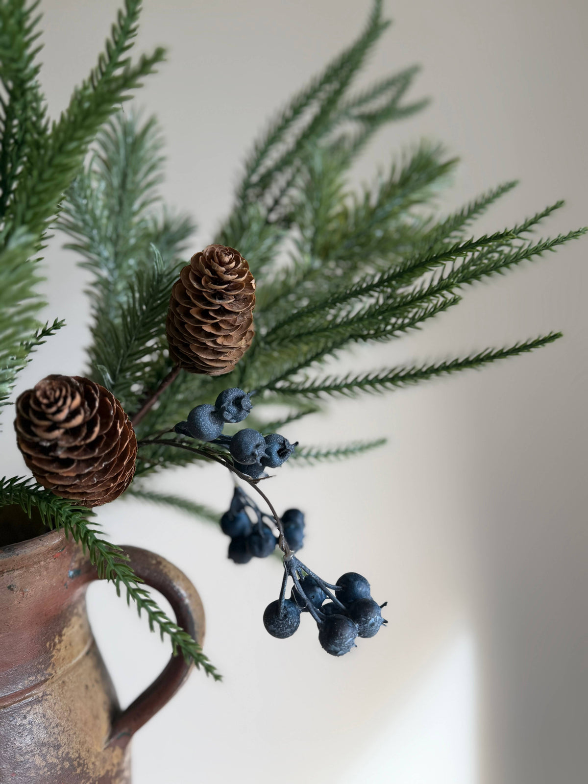 Blue Berry Pine Cone Spruce Spray