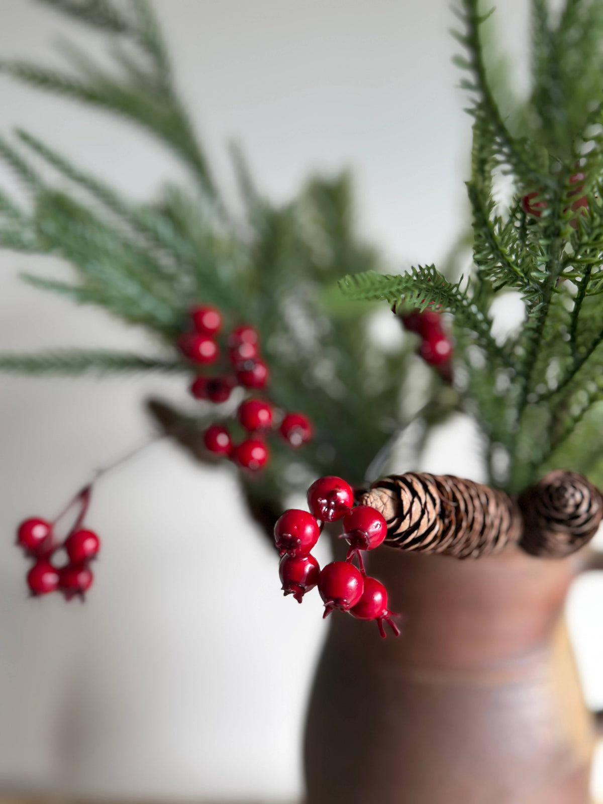 Red Berry Pine Cone Spruce Spray