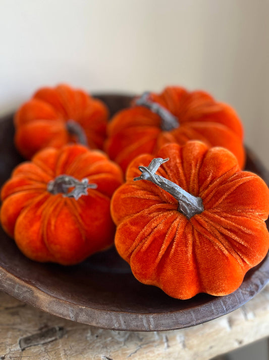 Large Velvet Pumpkin Burnt Orange