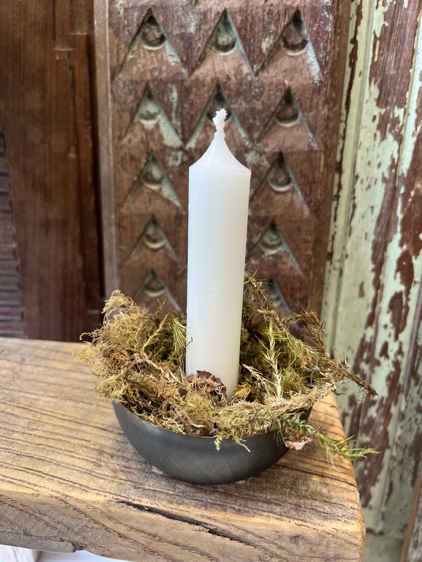 Candle Bowl Antique Brass