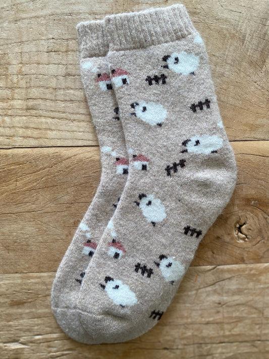Beige Sheep Wool Socks