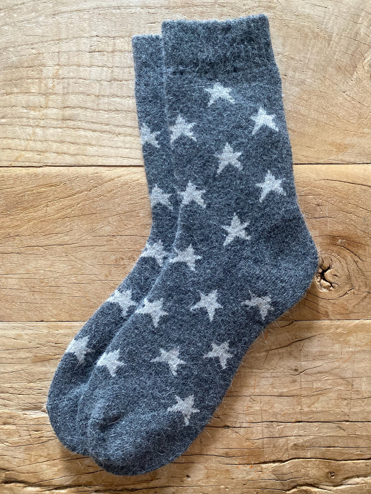 Dark Grey Star Wool Socks