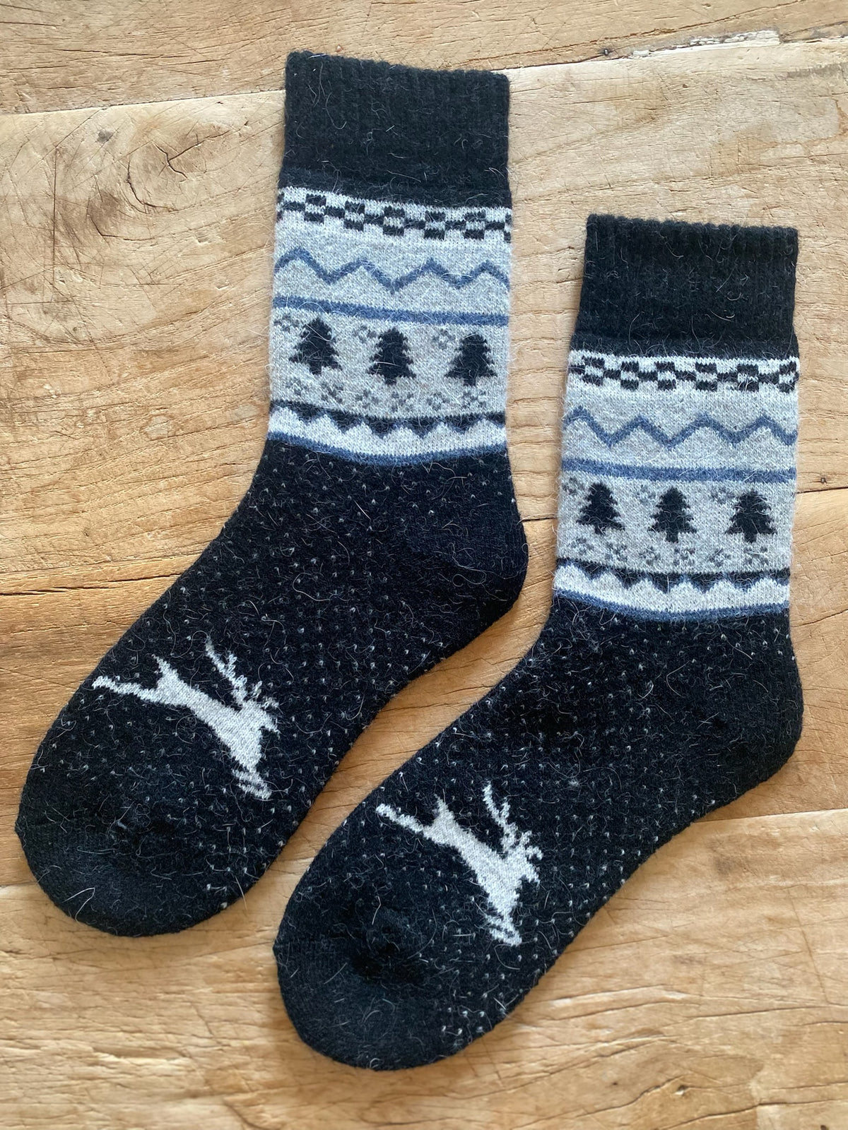 Black Christmas Wool Socks