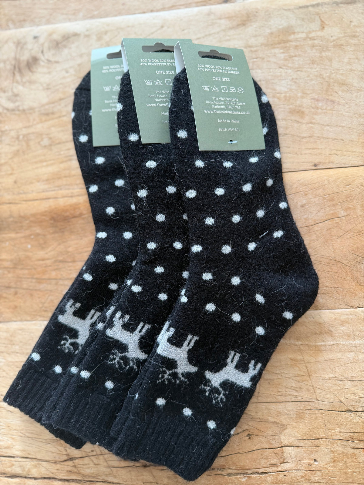 Black Reindeer Wool Socks