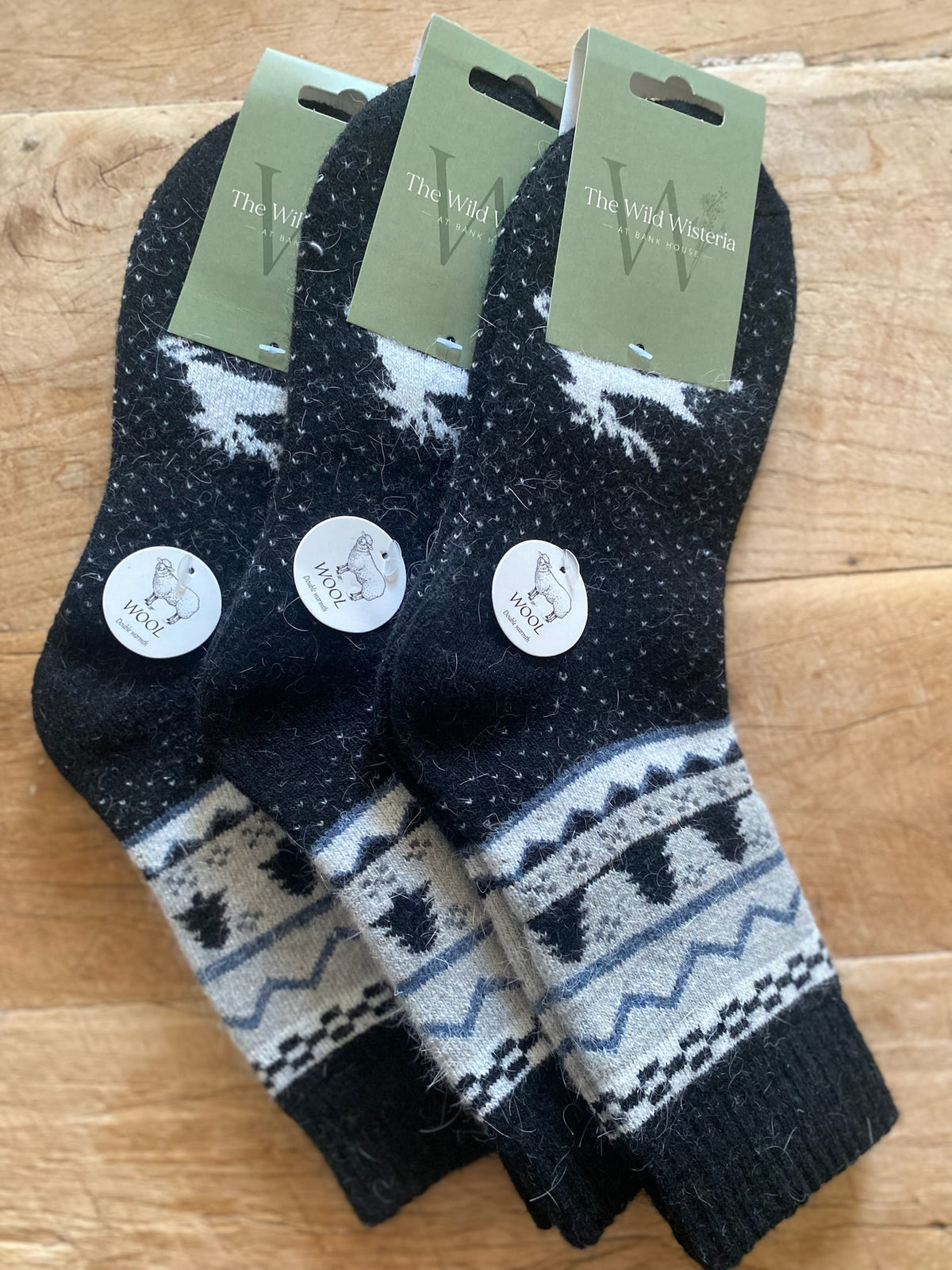 Black Christmas Wool Socks