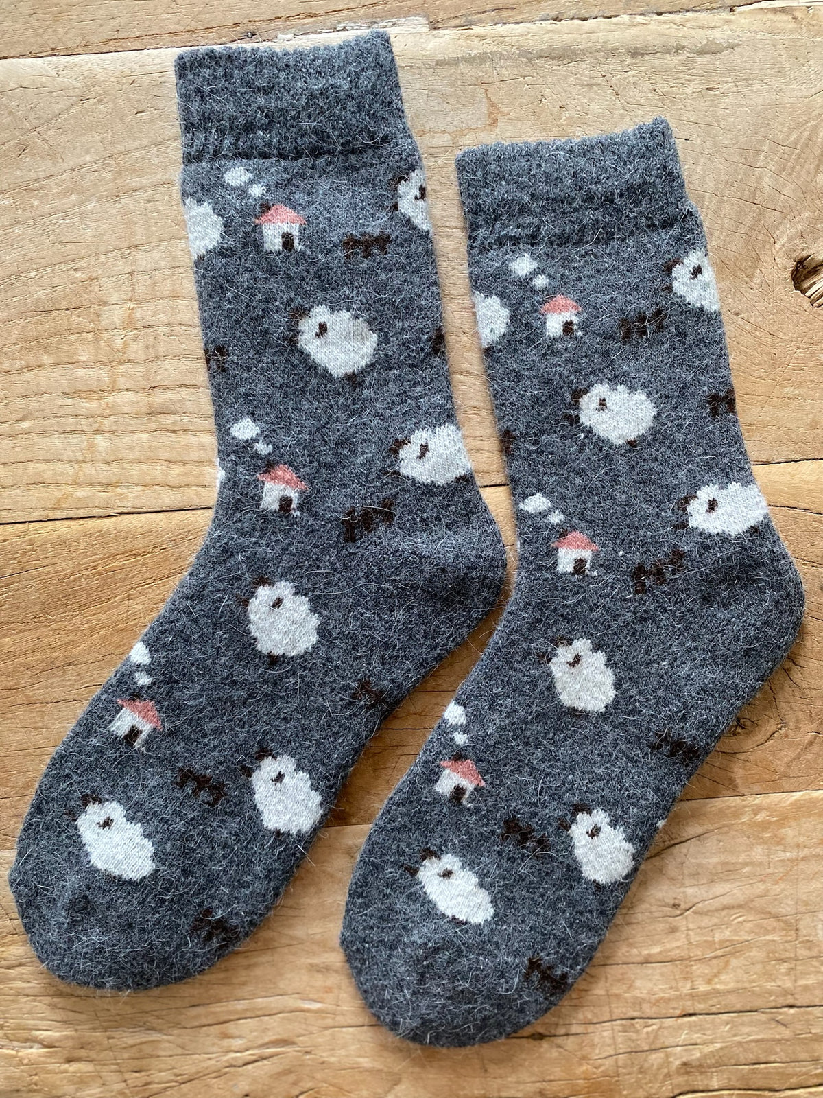 Dark Grey Sheep Wool Socks