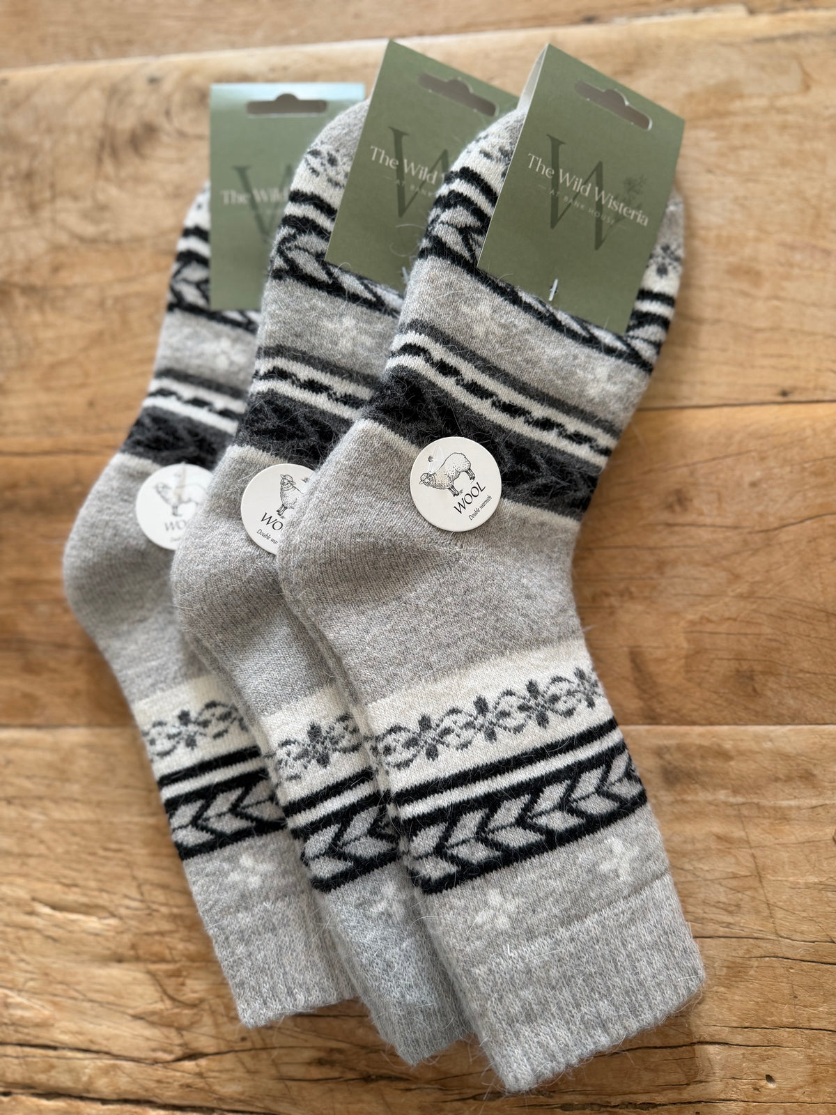 Grey Fairisle Wool Socks