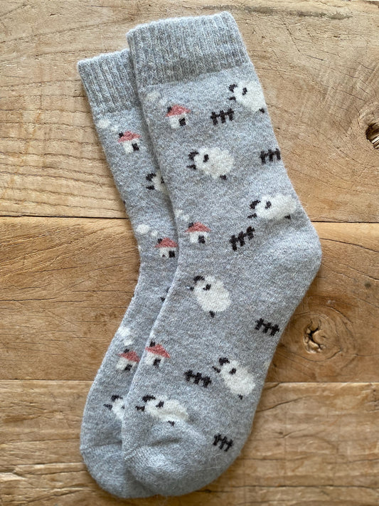 Light Grey Sheep Wool Socks