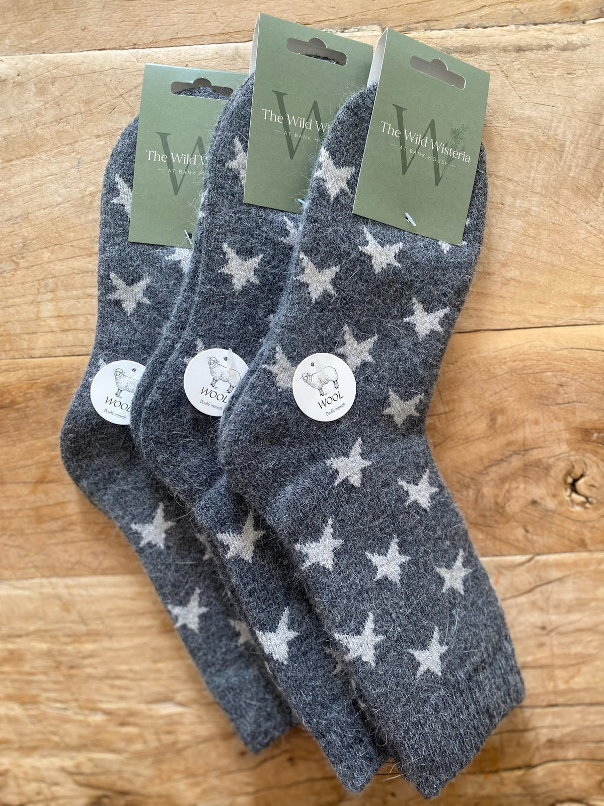 Dark Grey Star Wool Socks