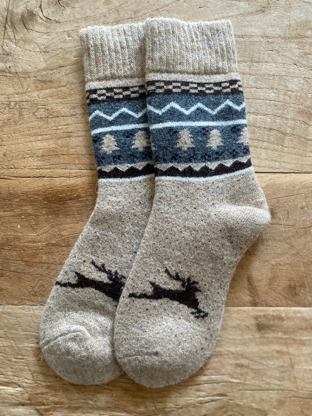 Beige Christmas Wool Socks