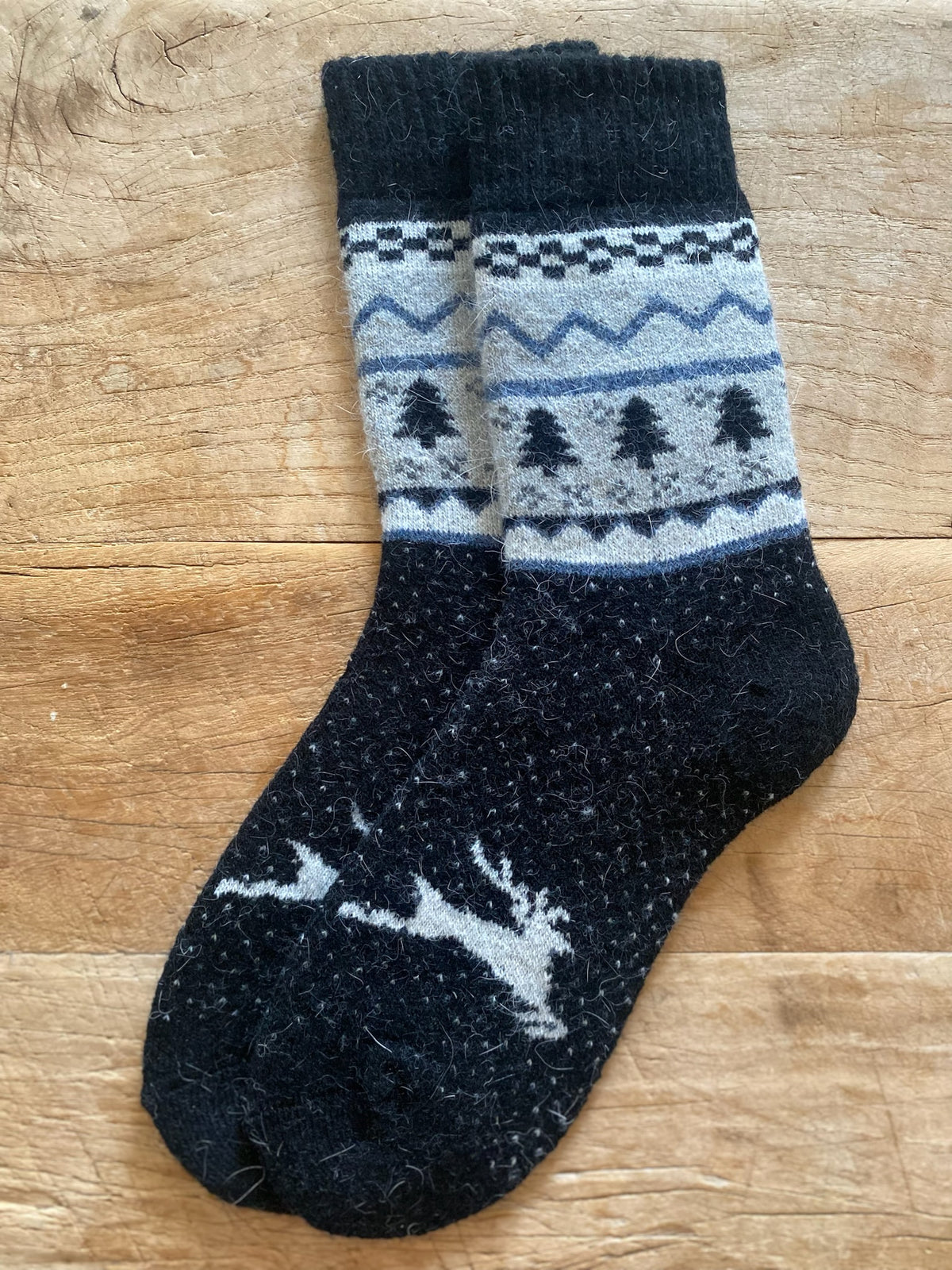 Black Christmas Wool Socks