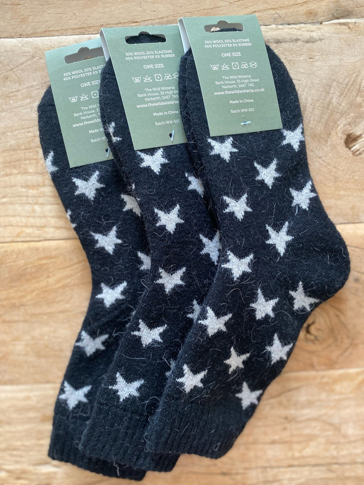 Black Star Wool Socks