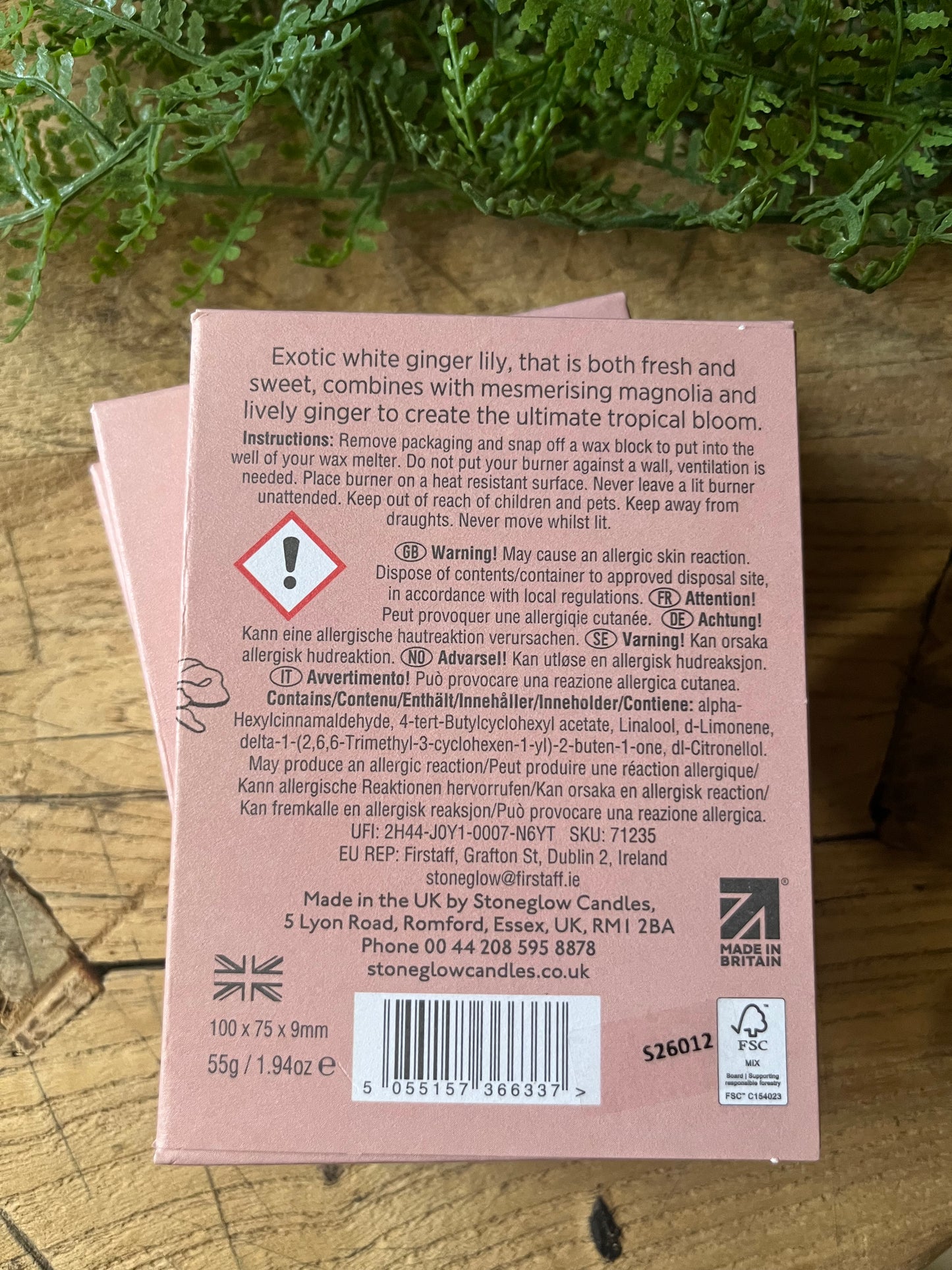 Ginger Lily - Scented Botanical Soy Wax Melt Bar