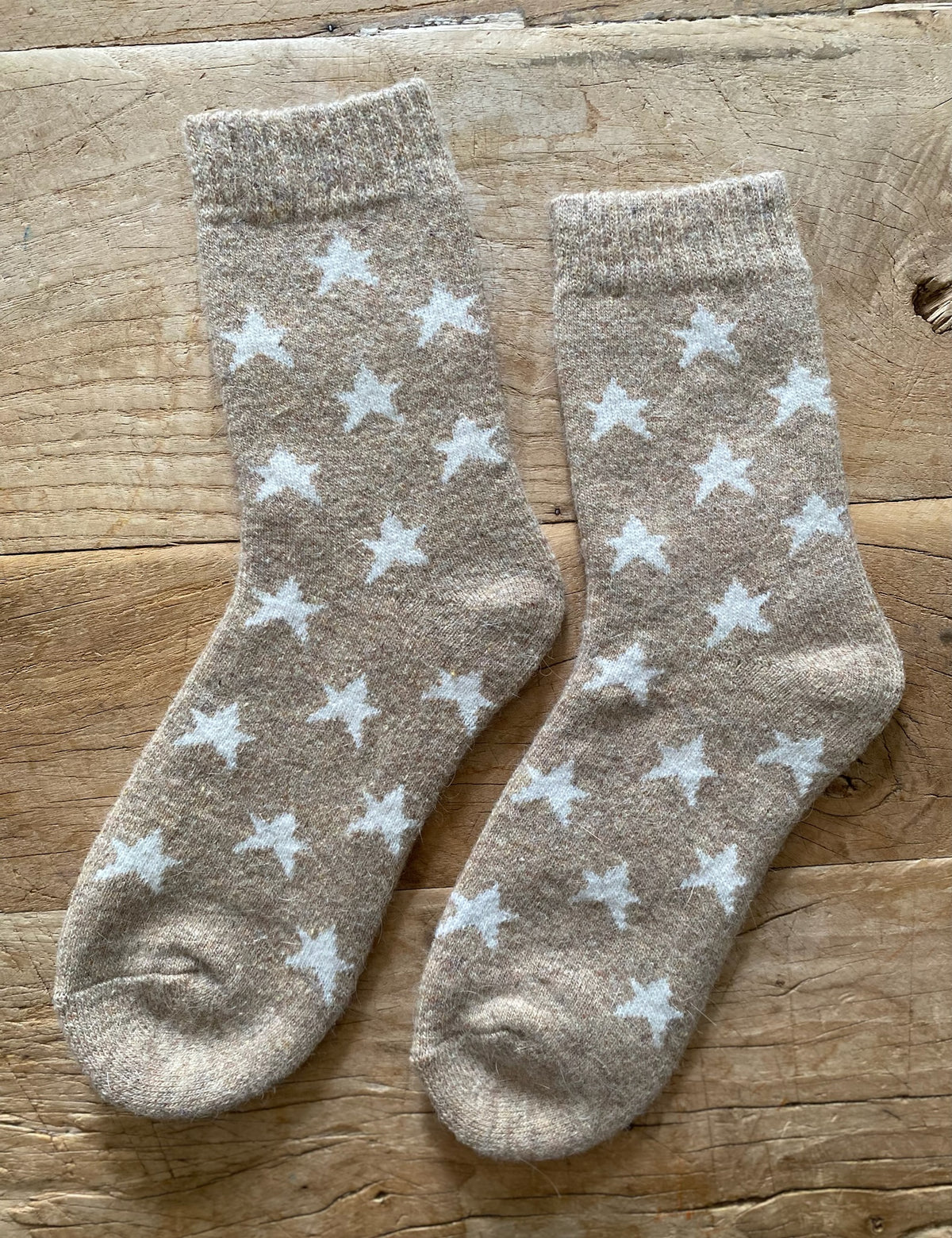 Beige Star Wool Socks