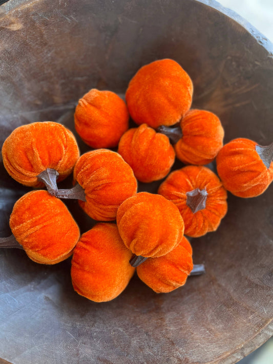 Small Velvet Pumpkin Burnt Orange - Bag of 6