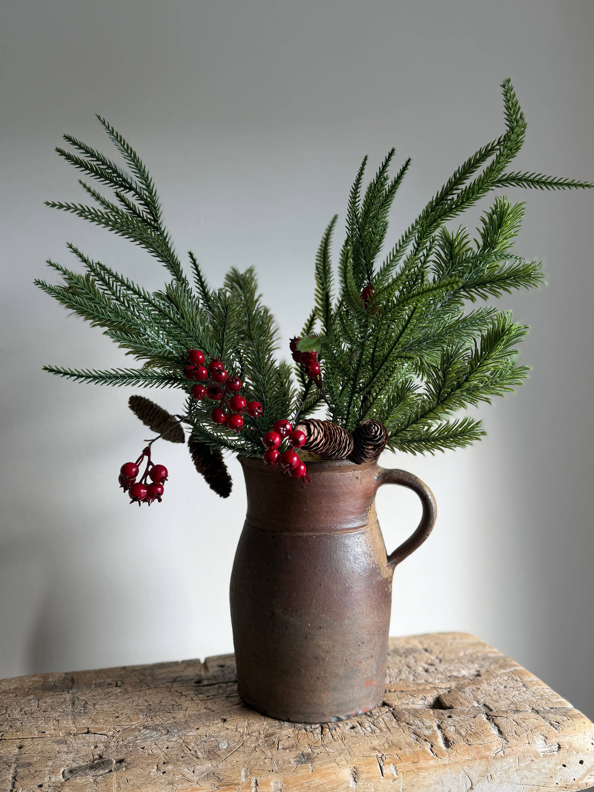 Red Berry Pine Cone Spruce Spray