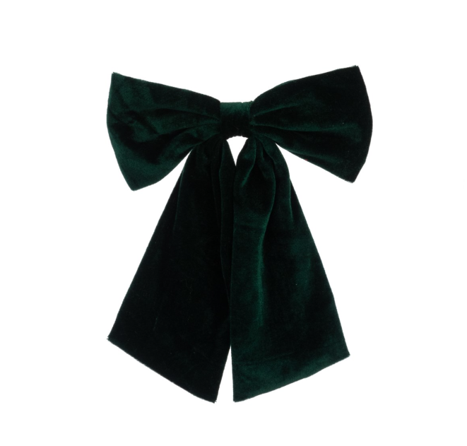 Forest Green Velvet Bow Clip 31cm