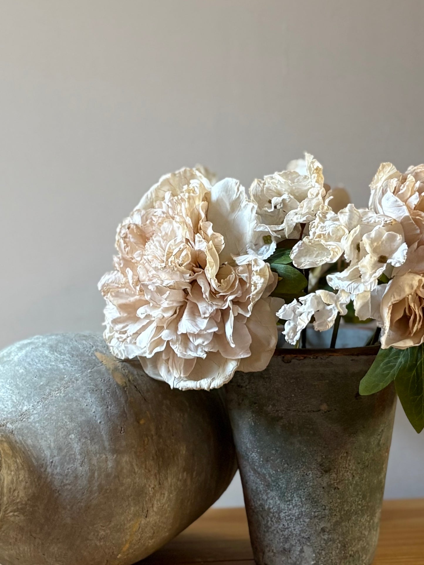 Vintage Peony Bouquet in Nude